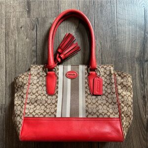 Coach Orange and Tan Signature Tote